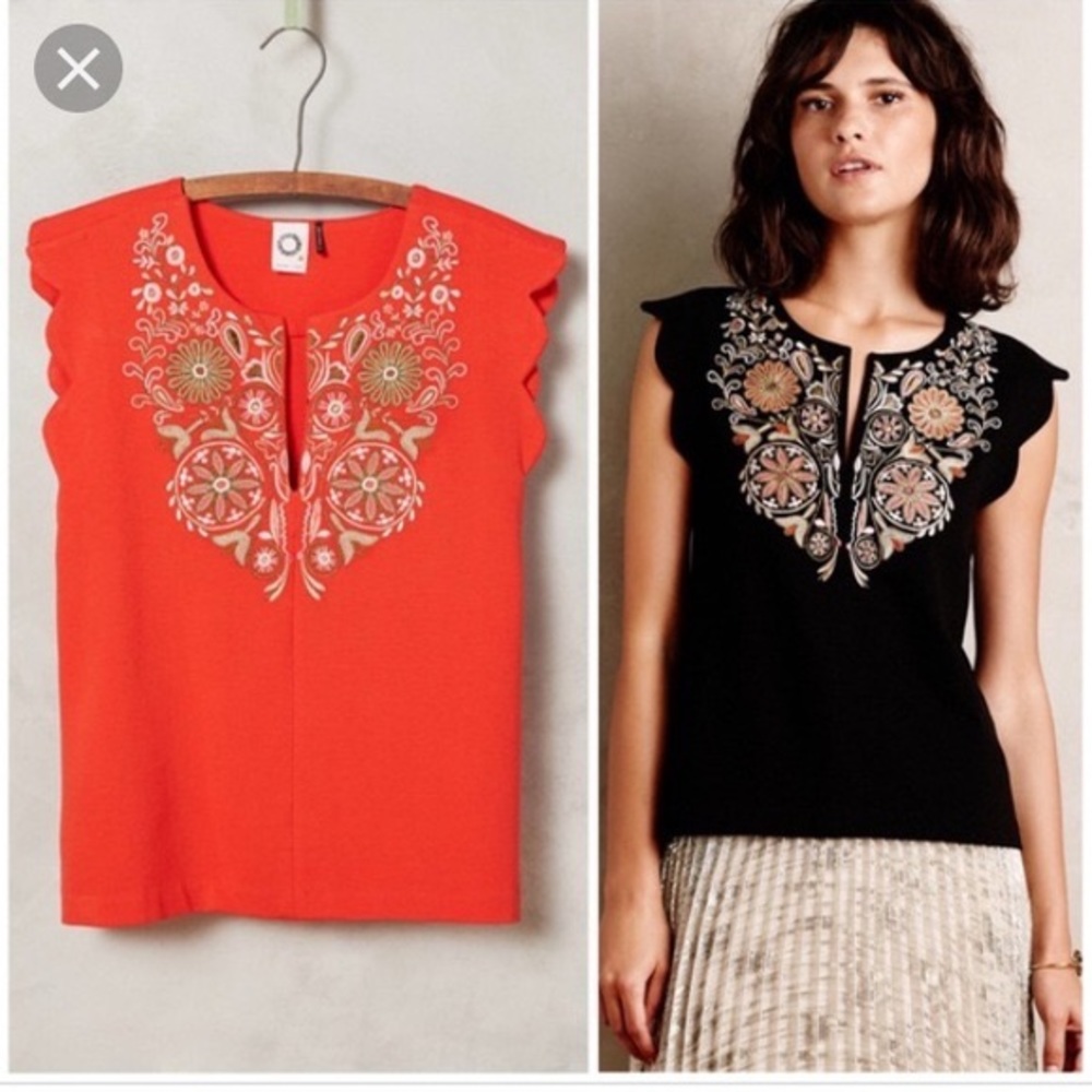 Anthropologie Akemi + Kin Binah Scallop Top